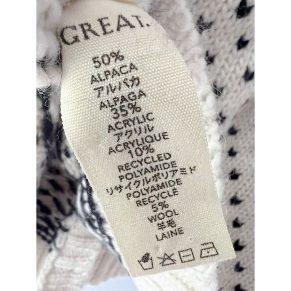 THE GREAT. Cream and Black Patterned Cardigan - Picture 8 of 14